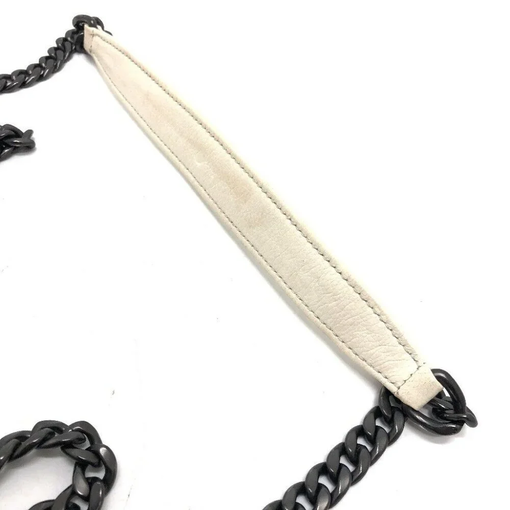 PRADA Logo studs ChainShoulder Bag Shoulder Bag Leather White - Picture 2 of 15